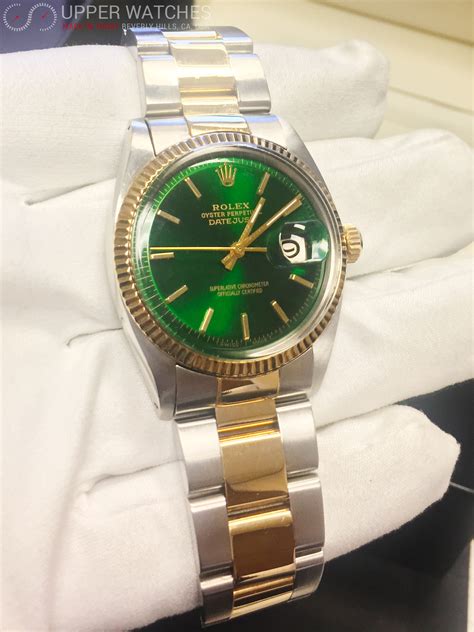 rolex silver gold green